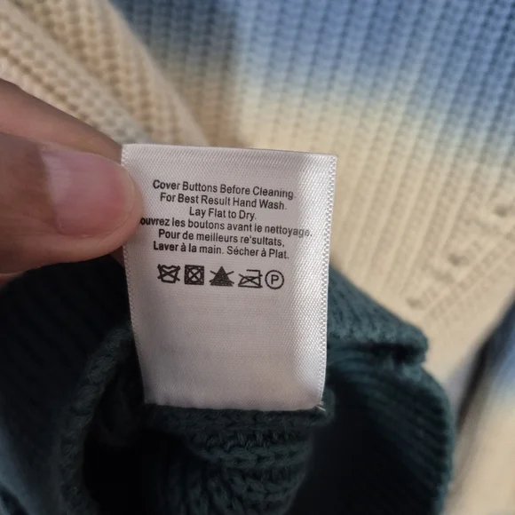 Veronica Beard Women's Blue Green Parula Tie Dye Ombre Puff Sleeve Cardigan S - Picture 7 of 9